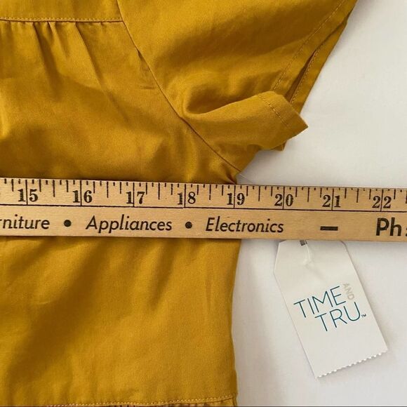 Time and Tru Tiered Peplum Mustard Top Small - Picture 8 of 9